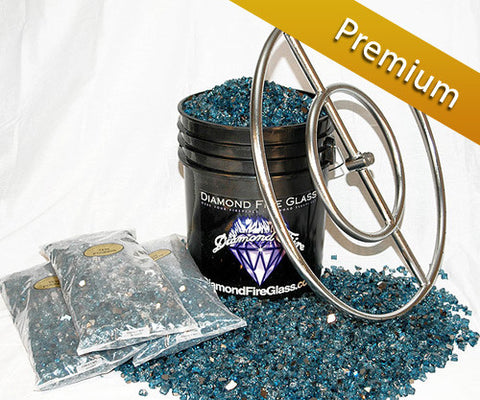 24 Inch H Burner including 90 lbs. of Premium Fireplace Glass