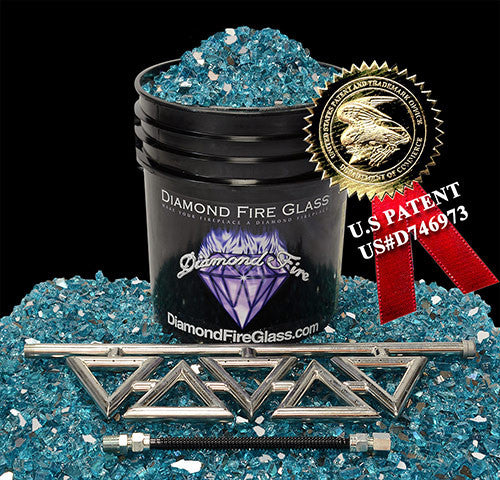 Diamond Series Fireplace Kit with Bahama Blue Reflective Nugget