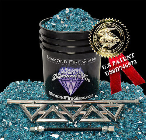 Diamond Series Fireplace Kit with Bahama Blue Reflective Nugget