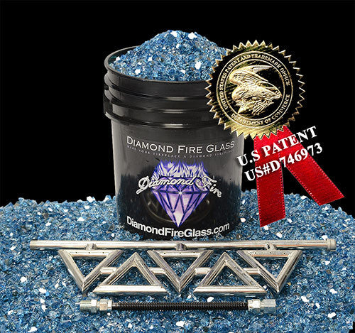 Diamond Series Fireplace Kit with Bali Blue Reflective Nugget