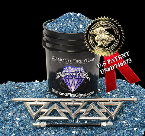 Diamond Series Fireplace Kit with Bali Blue Reflective Nugget