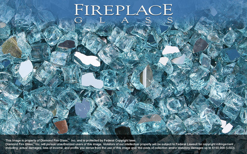 Caribbean Teal Reflective Nugget Fireplace Glass