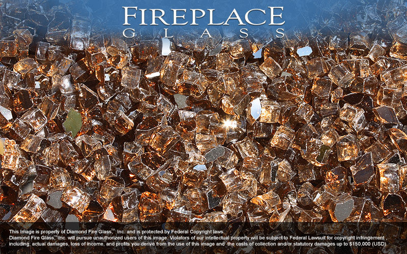 Copper Reflective Crystal Fireplace Glass
