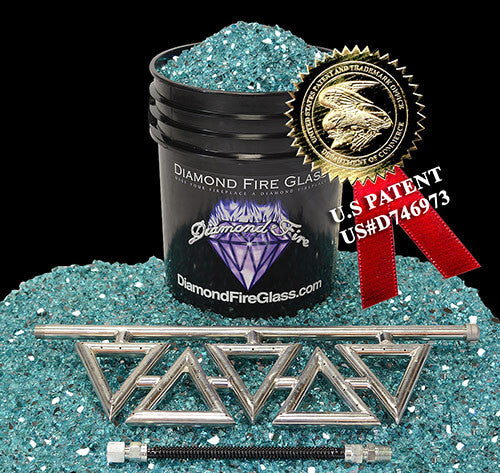 Diamond Series Fireplace Kit with Turquoise Reflective Crystal