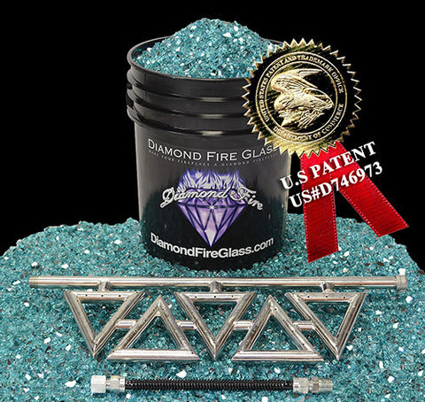 Diamond Series Fireplace Kit with Turquoise Reflective Crystal