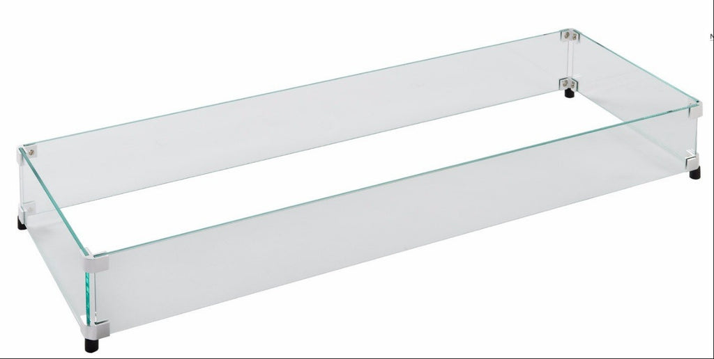 Fire Pit Glass Wind Guards - Linear 31x15 Inch