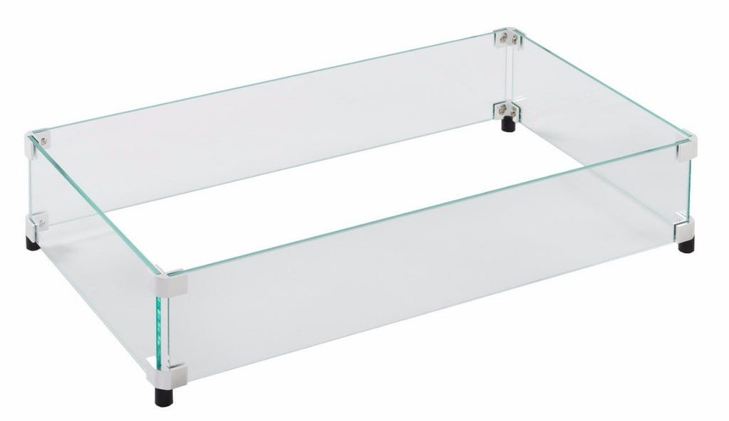 Fire Pit Glass Wind Guards - Rectangle 37x19 Inch