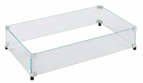 Fire Pit Glass Wind Guards - Rectangle 37x19 Inch